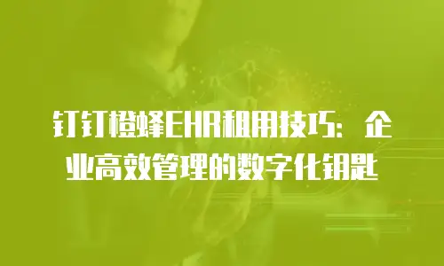 钉钉橙蜂EHR租用技巧：企业高效管理的数字化钥匙