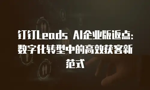 钉钉Leads AI企业版返点：数字化转型中的高效获客新范式