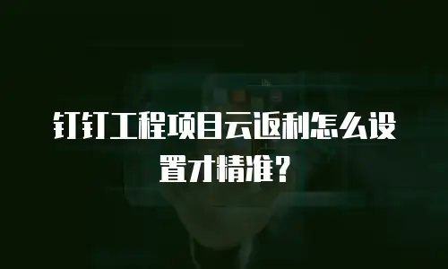 钉钉工程项目云返利怎么设置才精准？