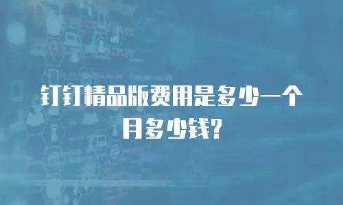 钉钉精品版费用是多少一个月多少钱？