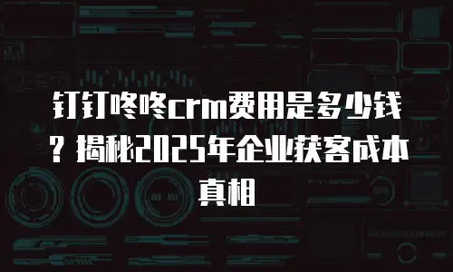 钉钉咚咚crm费用是多少钱？揭秘2025年企业获客成本真相