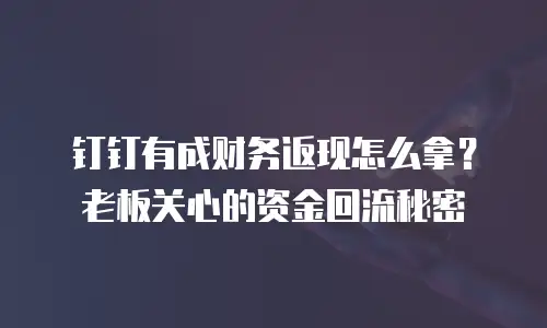 钉钉有成财务返现怎么拿？老板关心的资金回流秘密