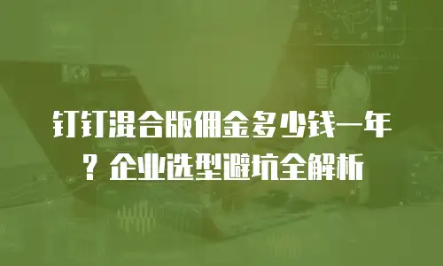 钉钉混合版佣金多少钱一年？企业选型避坑全解析