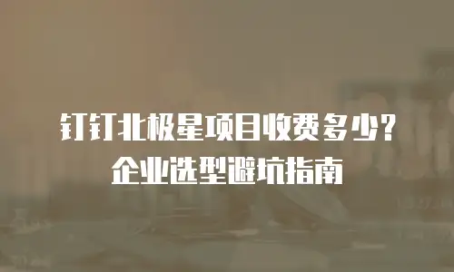 钉钉北极星项目收费多少？企业选型避坑指南