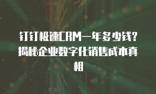 钉钉极速CRM一年多少钱？揭秘企业数字化销售成本真相