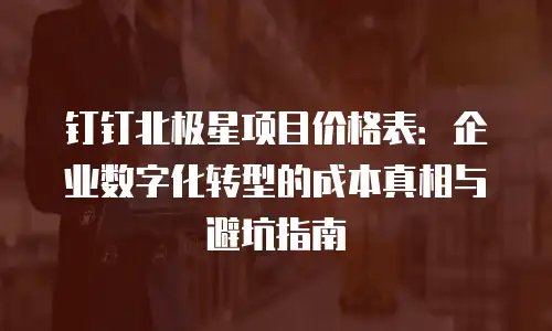 钉钉北极星项目价格表：企业数字化转型的成本真相与避坑指南