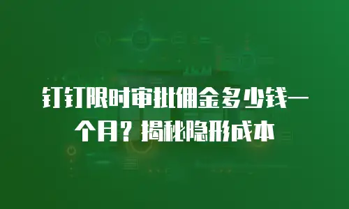 钉钉限时审批佣金多少钱一个月？揭秘隐形成本