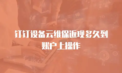 钉钉设备云维保返现多久到账户上操作