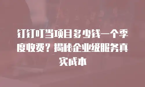 钉钉叮当项目多少钱一个季度收费？揭秘企业级服务真实成本