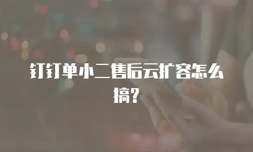 钉钉单小二售后云扩容怎么搞？