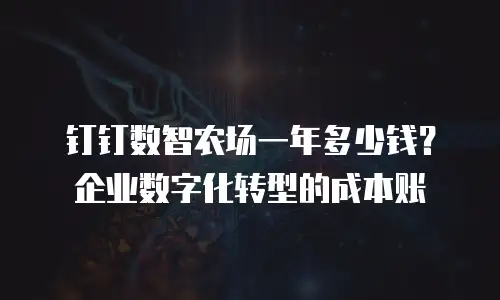 钉钉数智农场一年多少钱？企业数字化转型的成本账