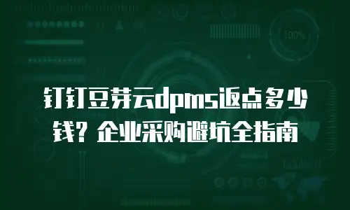 钉钉豆芽云dpms返点多少钱？企业采购避坑全指南
