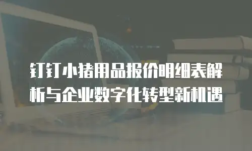 钉钉小猪用品报价明细表解析与企业数字化转型新机遇