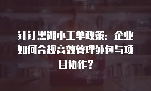 钉钉黑湖小工单政策：企业如何合规高效管理外包与项目协作？