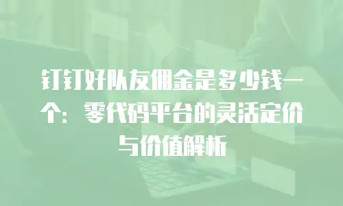 钉钉好队友佣金是多少钱一个：零代码平台的灵活定价与价值解析