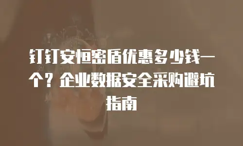 钉钉安恒密盾优惠多少钱一个？企业数据安全采购避坑指南