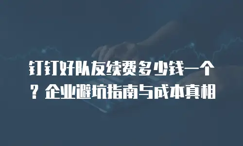 钉钉好队友续费多少钱一个？企业避坑指南与成本真相