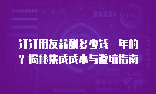 钉钉用友薪酬多少钱一年的？揭秘集成成本与避坑指南