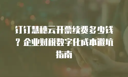 钉钉慧穗云开票续费多少钱？企业财税数字化成本避坑指南