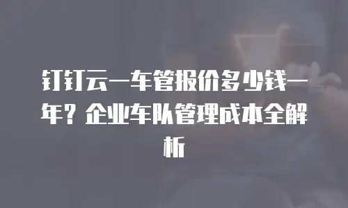 钉钉云一车管报价多少钱一年？企业车队管理成本全解析