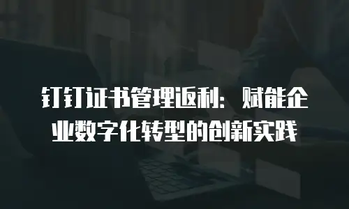 钉钉证书管理返利：赋能企业数字化转型的创新实践