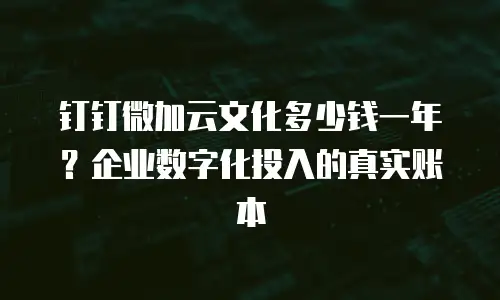 钉钉微加云文化多少钱一年？企业数字化投入的真实账本