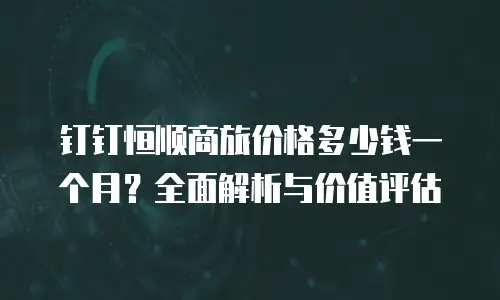 钉钉恒顺商旅价格多少钱一个月？全面解析与价值评估