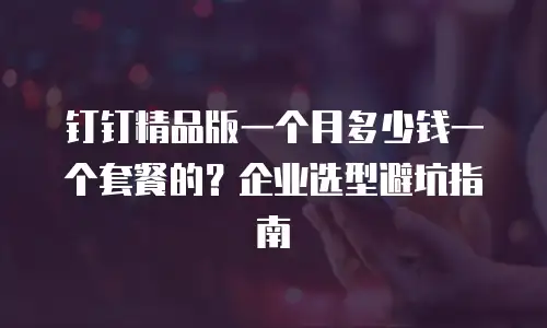 钉钉精品版一个月多少钱一个套餐的？企业选型避坑指南