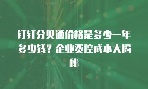钉钉分贝通价格是多少一年多少钱？企业费控成本大揭秘