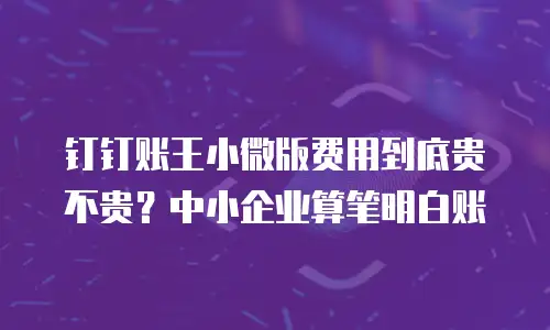 钉钉账王小微版费用到底贵不贵？中小企业算笔明白账