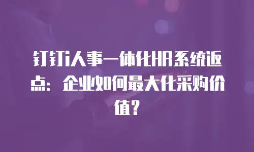 钉钉i人事一体化HR系统返点：企业如何最大化采购价值？