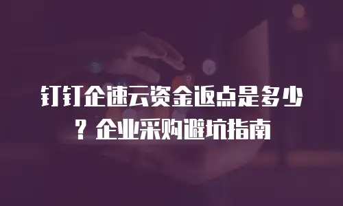 钉钉企速云资金返点是多少？企业采购避坑指南
