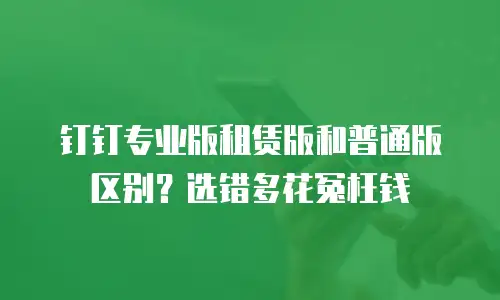 钉钉专业版租赁版和普通版区别？选错多花冤枉钱