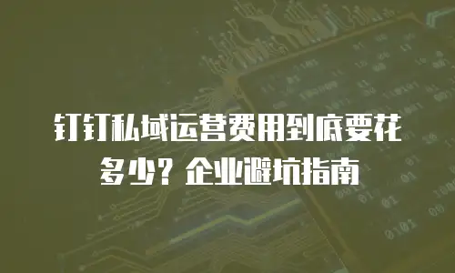 钉钉私域运营费用到底要花多少？企业避坑指南