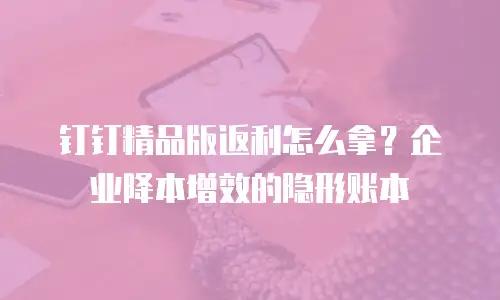 钉钉精品版返利怎么拿？企业降本增效的隐形账本