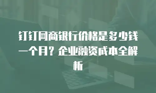 钉钉网商银行价格是多少钱一个月？企业融资成本全解析
