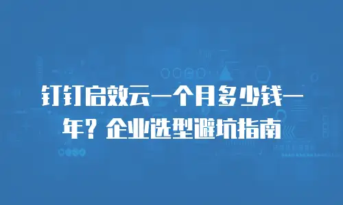钉钉启效云一个月多少钱一年？企业选型避坑指南