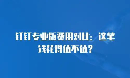 钉钉专业版费用对比：这笔钱花得值不值？