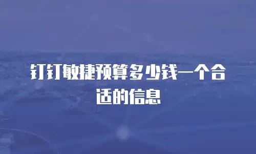 钉钉敏捷预算多少钱一个合适的信息