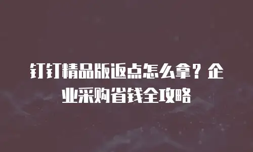 钉钉精品版返点怎么拿？企业采购省钱全攻略