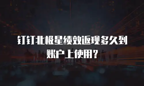 钉钉北极星绩效返现多久到账户上使用？