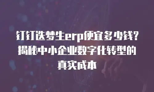 钉钉迭梦生erp便宜多少钱？揭秘中小企业数字化转型的真实成本