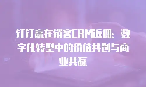钉钉赢在销客CRM返佣：数字化转型中的价值共创与商业共赢