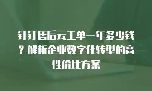 钉钉售后云工单一年多少钱？解析企业数字化转型的高性价比方案