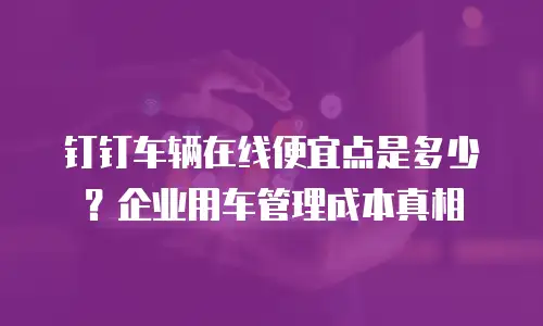 钉钉车辆在线便宜点是多少？企业用车管理成本真相