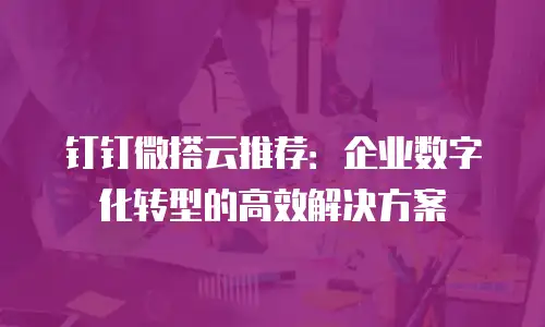 钉钉微搭云推荐：企业数字化转型的高效解决方案