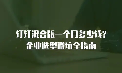钉钉混合版一个月多少钱？企业选型避坑全指南