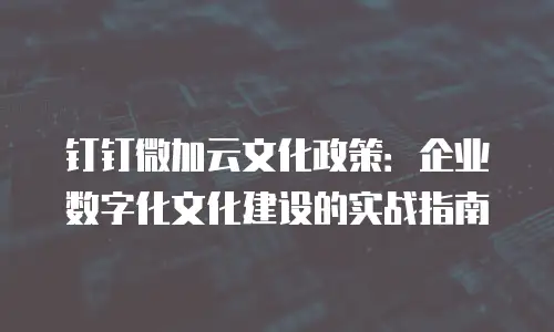 钉钉微加云文化政策：企业数字化文化建设的实战指南