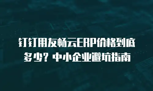 钉钉用友畅云ERP价格到底多少？中小企业避坑指南