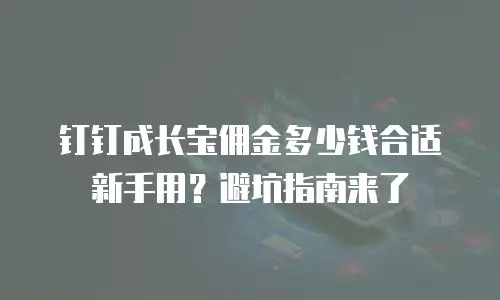 钉钉成长宝佣金多少钱合适新手用？避坑指南来了